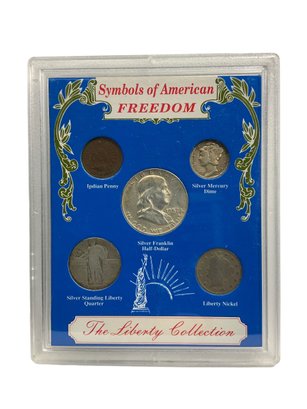 Symbols Of American Freedom Coin Set UPM Silver Mercury Dime 1945 Liberty Nickel 1896 Indian Penny 1904 Etc