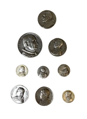 Nine Vintage Pope Commemorative Medals Catholic Faith