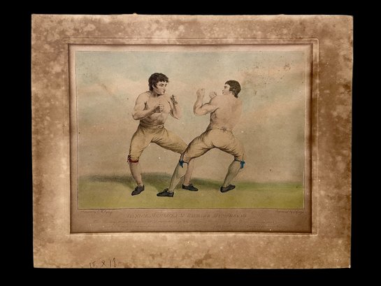 Antique English Boxing Print, Mendoza & Humphreys