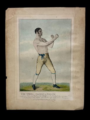 Antique 1829 Boxing Etching Thomas Spring