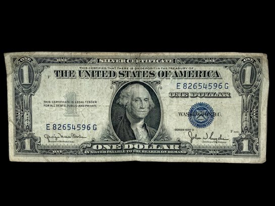 One Dollar Bill Silver Certificate 1935 D