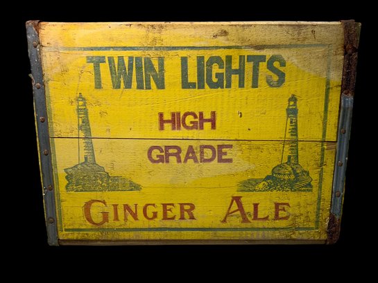 Rare Antique Twin Lights Beverages Ginger Ale Crate
