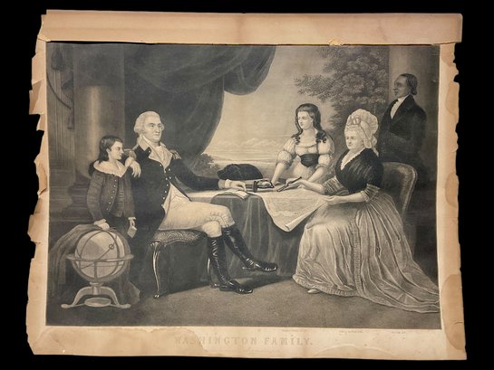 The Washington Family Engraving 1850 J Sartain After Edward Savage Painting
