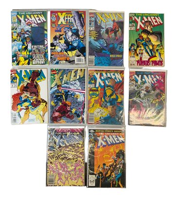 Lot Of Ten Vintage X-Men Marvel Comic Books 1980s And 1990s Holographic Cover Etc