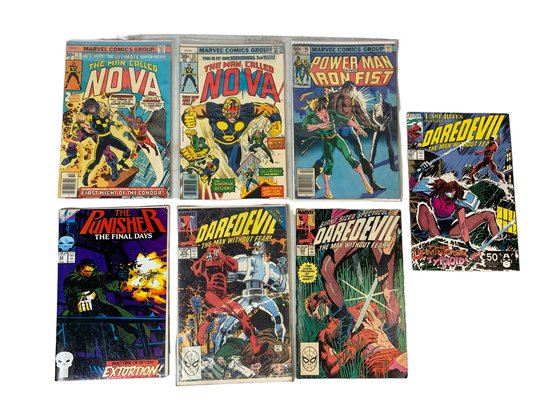 Seven Vintage Marvel Comics In Sleeves Punisher The Man Called Nova Power Man Iron Fist 1970s 1980s And 1990s