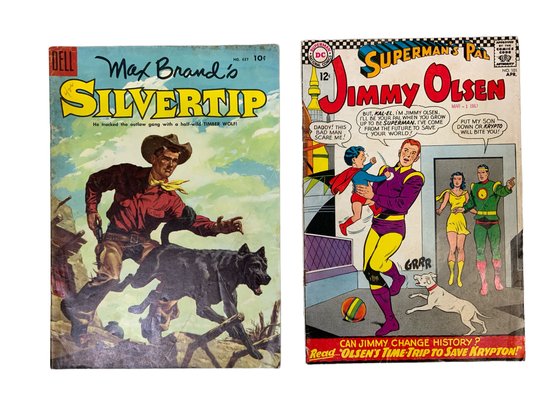 Vintage Comics DC Supermans Pal Jimmy Olsen 1967 And Dell Comic Max Brands Silvertip