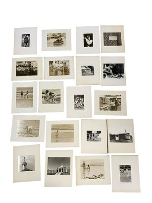 Lot Of 20 Vintage Black And White Photos Mounted Carnival Firefighters Firemen Etc.