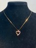 14K Gold Chain And Heart Pendant Diamond And Pink Stone