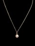14K Gold Chain With Pearl Solitaire Pendant