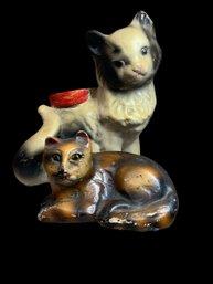 Pair Of Antique Chalkware Cats