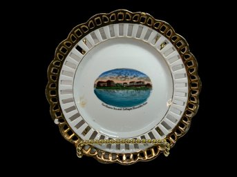 Hawthorne Inn And Cottages Vintage Gloucester MA Reticulated Porcelain Souvenir Plate