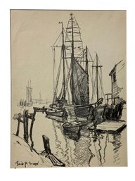 Vintage Emile Gruppe Gloucester MA  Harbor Print B