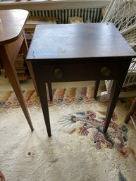 Antique Pine Side Table With One Drawer