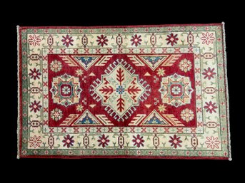 Hand Woven Red Pattern Carpet Wool And Cotton