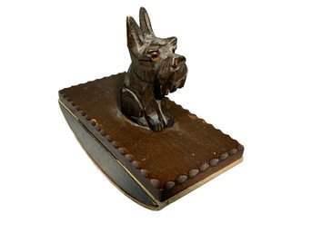 Carved Wood Scottie Dog Antique Ink Blotter