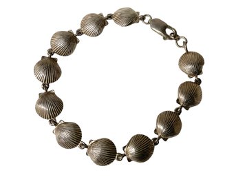 Sterling Silver Clam Shell Link Bracelet