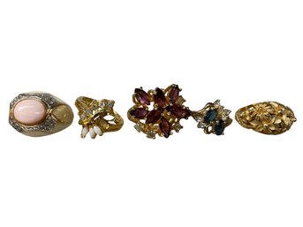 Batch Of Sparkly Vintage Costume Jewelry Rings