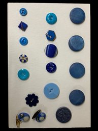 Display Card With Antique Buttons On Blue Color Them Card A