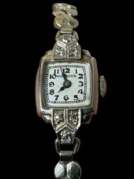 Antique Ladys Hampden White Gold Watch Marked 14K