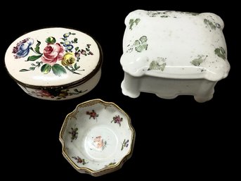 Miscellaneous Porcelain Trinket Boxes All Have Issues