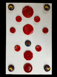 Vintage / Antique Buttons On Red Color Theme Card B