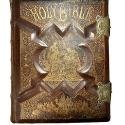 1890 Massive Leather Bound Bible W Over 2,500 Illustrations