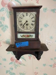 Small Antique Shelf Clock With Shelf