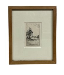 Philip Kappel (1901-1981) Etching Of Sailboats And Pine Trees Titled Happy Days 1925