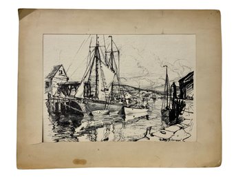 Vintage Emile Gruppe Gloucester MA Harbor Print D