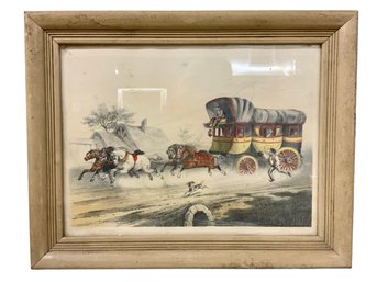 Antique Stage Coach Hand Colored Print B