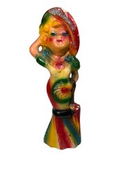 Antique Tall Chalkware Carnival Woman