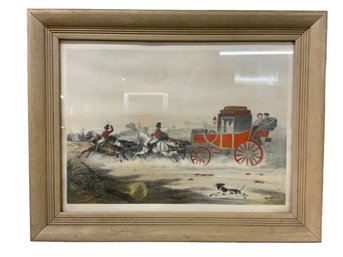 Antique Hand Colored Stage Coach Print