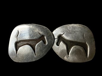 Antique Native American Sterling Steer Cufflinks Old Pawn