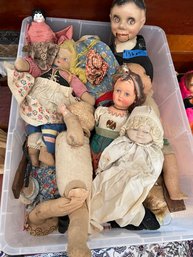 Tub Filled With Vintage Dolls Doll Parts  Including Crissy Doll In Box