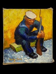 Emily Muir (1904-2003) Oil Painting Of Sailor On Canvas