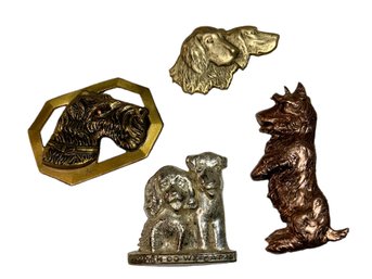 4 Vintage Metal Dog Pins