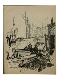 Vintage Emile A Gruppe Gloucester MA Harbor Print C