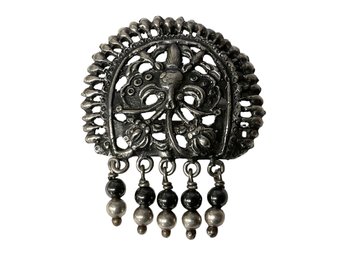 Vintage Esoteric Sterling Silver Pin With Dangling Fringe