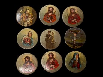 9 Antique Jesus & Saints Trinket Mirrors