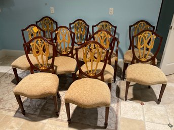 B Set Of Ten Shield Back Dining Chairs Including Two Armchairs