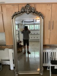 Massive Seven Foot  One Inch Tall Hall Mirror In Silver Gilt