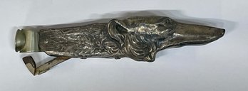 Borzoi Dog Head Antique Silver Plate Cigar Cutter Circa 1904