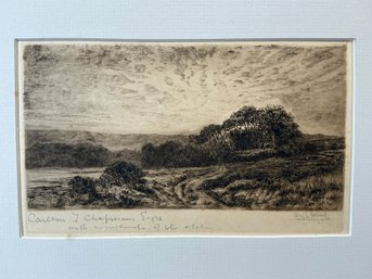 Leigh Hunt (1858-1937) Pencil  Signed Etching Of Wooded Landscape Circa 1900