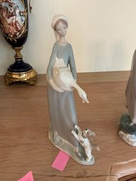 3C Vintage Retired Lladro Girl With Goose And Dog Figurine 4866