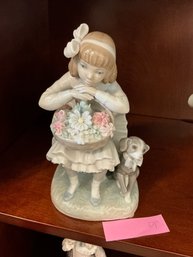 3C Retired Collectible Lladro From 1969 Girl With Flowers