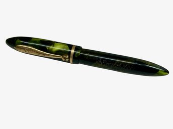 Vintage W A Sheaffer Pen Co Black And Green Marble Ink Fountain Pen