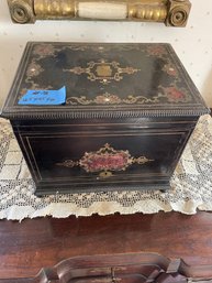 Antique Brandy Casket W / Gear Bottles Glasses