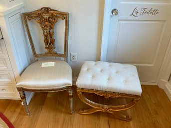 2J French Regence Style Carved Armchair And Footstool