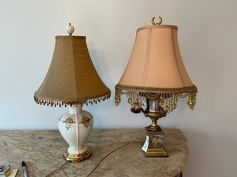 2G Two Table Lamps One Lenox Porcelain