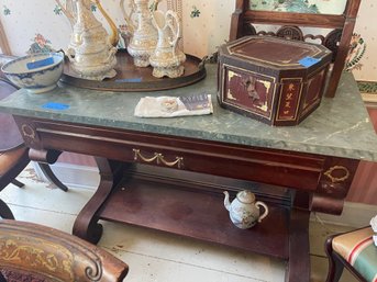 Faux Marble Top Sheraton Buffet Table